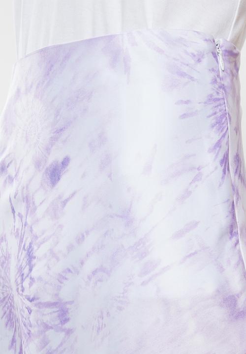 Superbalist - Tie dye midi skirt - purple & white 