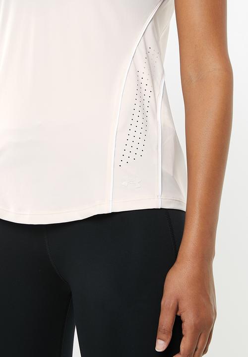 Under Armour - Perpetual titted short sleeve top - pink & white 