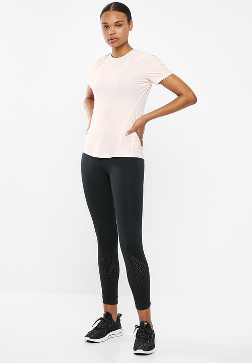Under Armour - Perpetual titted short sleeve top - pink & white 