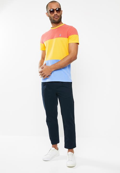 POLO - Liam cut & sew pique short sleeve crew neck - multi 