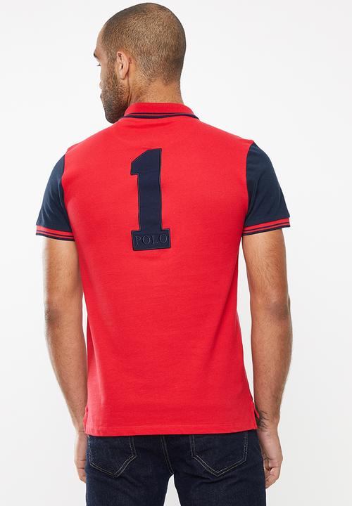 POLO - Luke custom fit upstyled ss pique golfer - red & navy