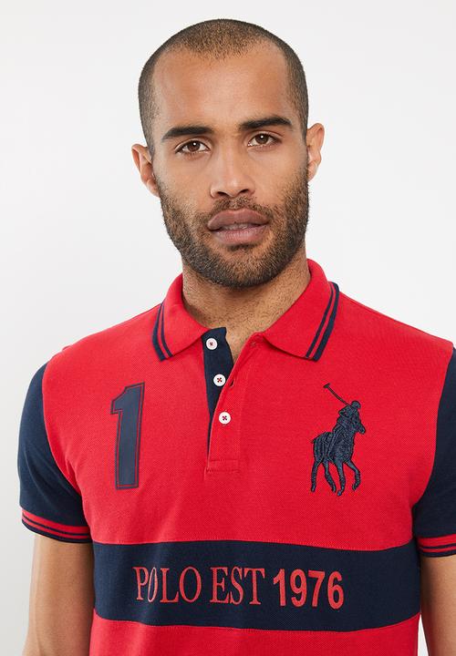 POLO - Luke custom fit upstyled ss pique golfer - red & navy