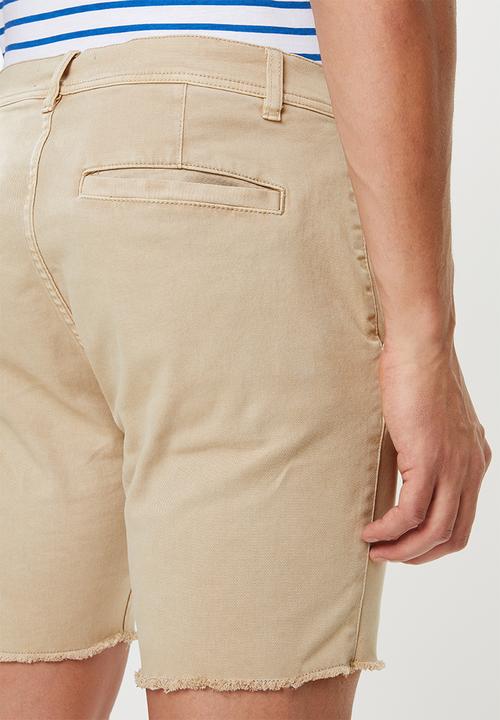Cotton On - Raw hem chino short - neutral