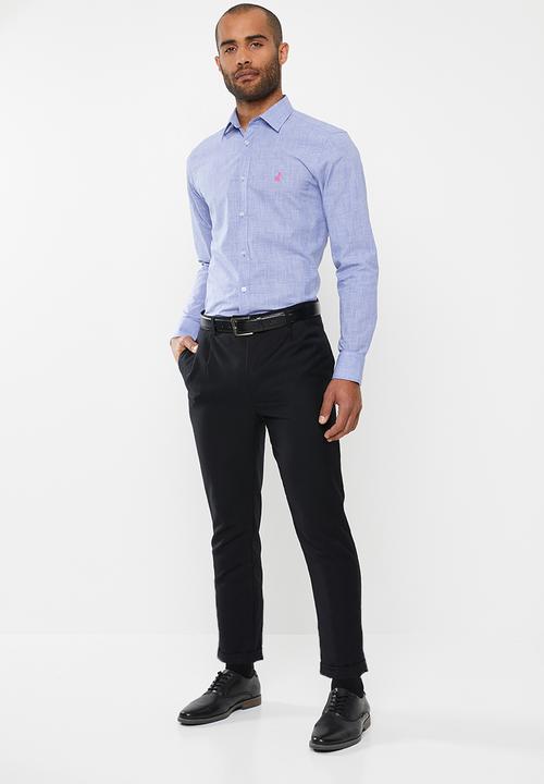 POLO - Ivan basket weave check signature long sleeve shirt - blue