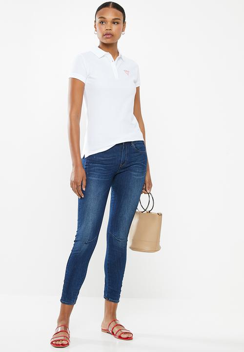 GUESS - Short sleeve classic guess polo tee - white
