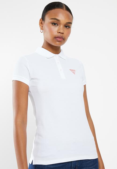 GUESS - Short sleeve classic guess polo tee - white
