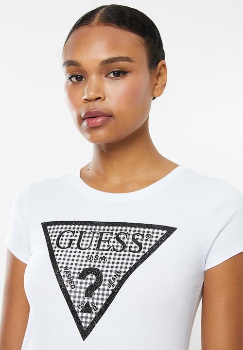 GUESS - Short sleeve gingham tee - white