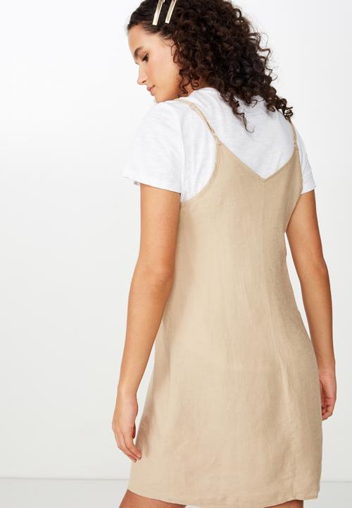 Cotton On - Woven maisy strappy mini dress  - beige