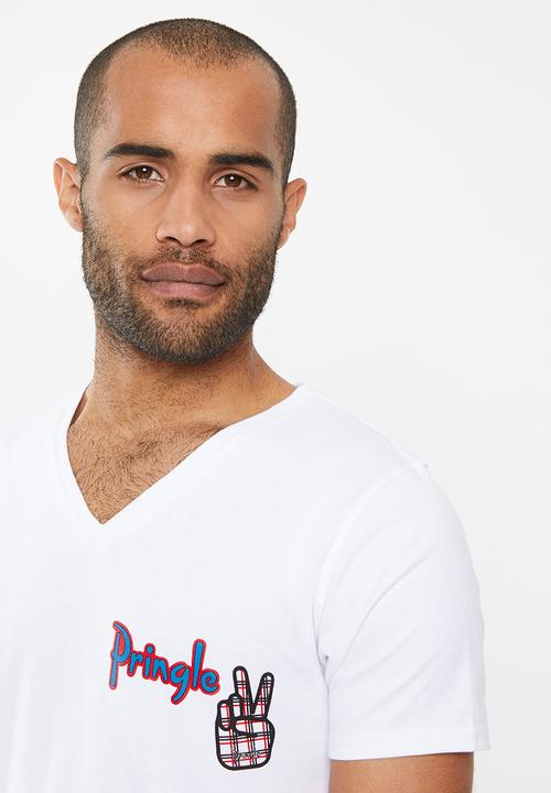 Pringle of Scotland - Dunbar peace V-neck tee - white