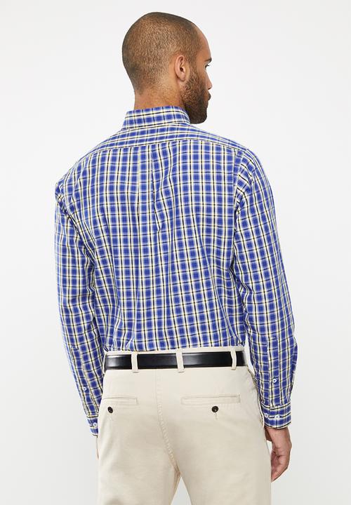Pringle of Scotland - Pelton long sleeve check shirt - blue & yellow