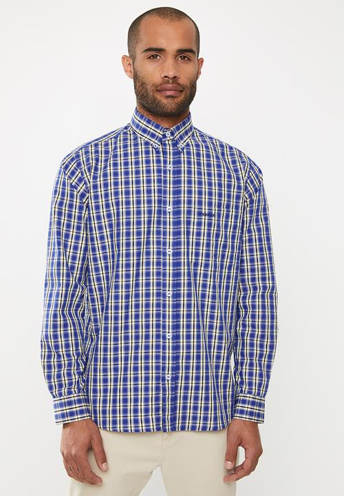 Pringle of Scotland - Pelton long sleeve check shirt - blue & yellow