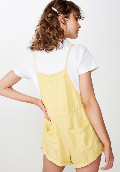 Cotton On - Woven val strappy playsuit  - yellow