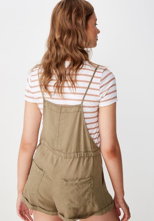 Cotton On - Woven val strappy playsuit  - green 