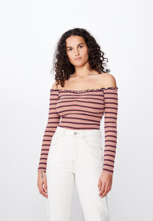 Cotton On - Riley off the shoulder long sleeve bodysuit  - multi 