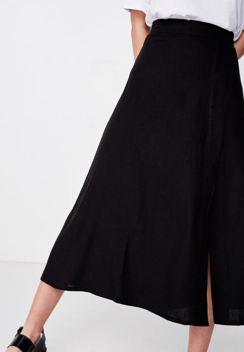 Cotton On - Woven Whitney midi skirt - black