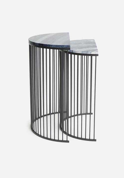Sixth Floor - Half moon set of two tables - grey & black