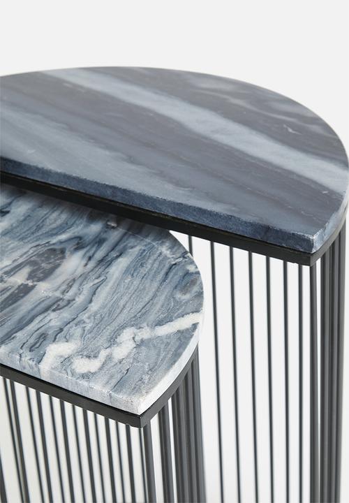 Sixth Floor - Half moon set of two tables - grey & black