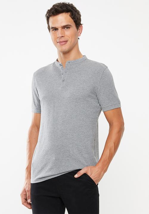 Superbalist - Pique slim fit mandarin golfer - grey