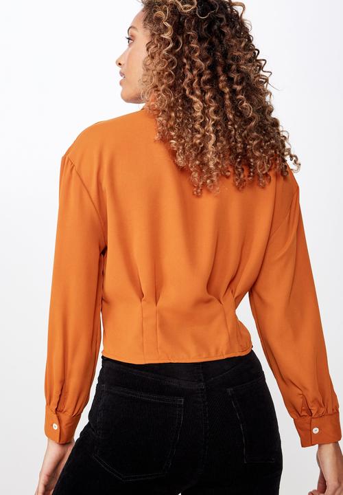 Cotton On - Ashley cropped pintuck shirt - tan