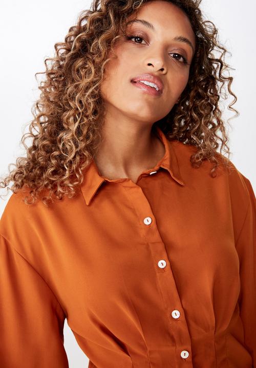 Cotton On - Ashley cropped pintuck shirt - tan