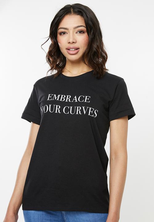 Cotton On - Classic slogan T-shirt embrace your curves - black