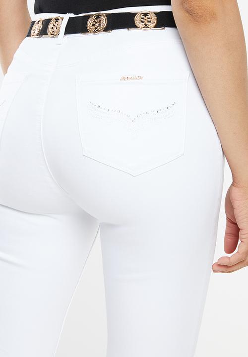 SISSY BOY - Ryder skinny with exposed buttons - white