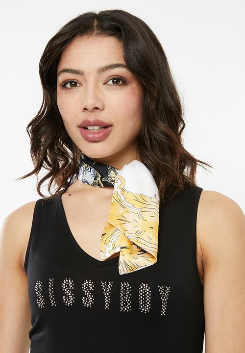 SISSY BOY - One up vest with scarf neck tie - black