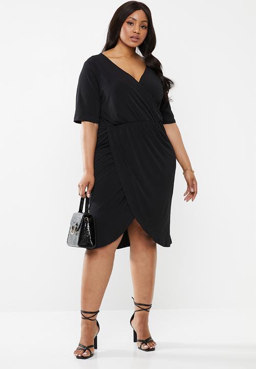 Superbalist - Mock wrap dress - black
