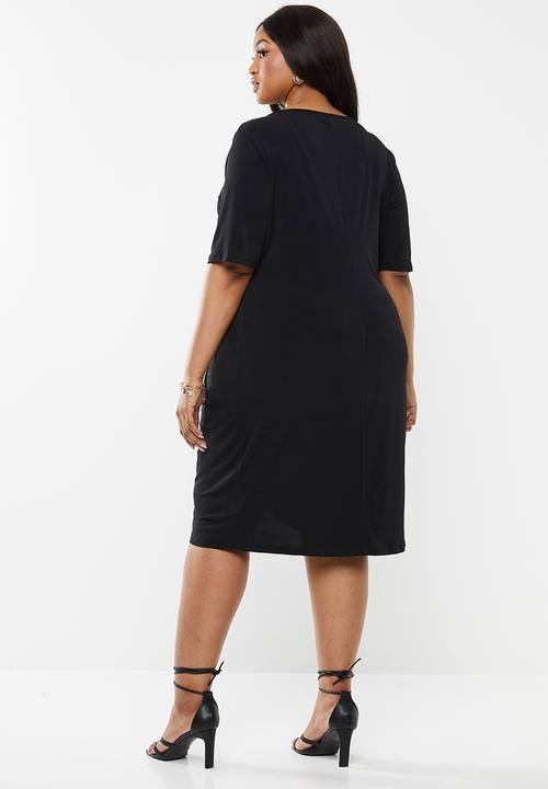Superbalist - Mock wrap dress - black