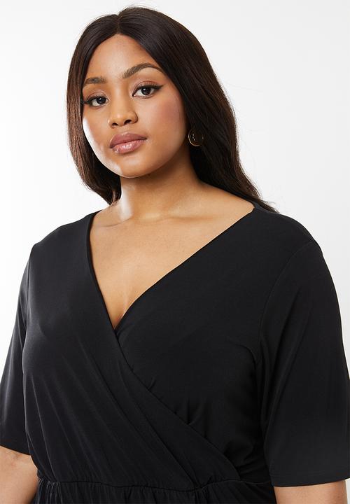 Superbalist - Mock wrap dress - black
