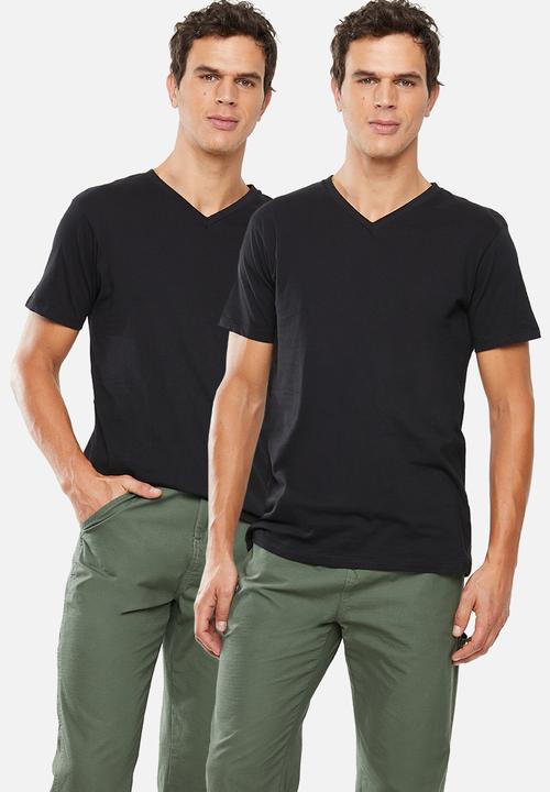 Superbalist - Plain V-neck 2 pack tees - black