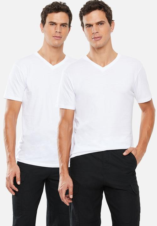 Superbalist - Plain v-neck 2 pack tees - white