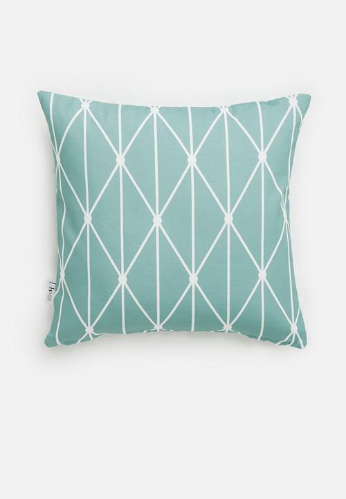 Sixth Floor - Dot diamond cushion cover - duck egg