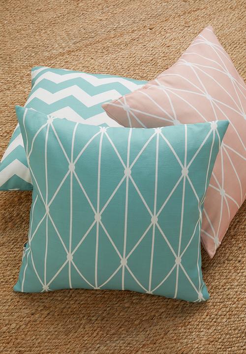 Sixth Floor - Dot diamond cushion cover - duck egg