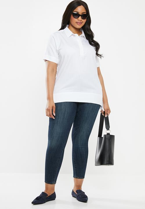 POLO - Sarah short sleeve collard shirt - white