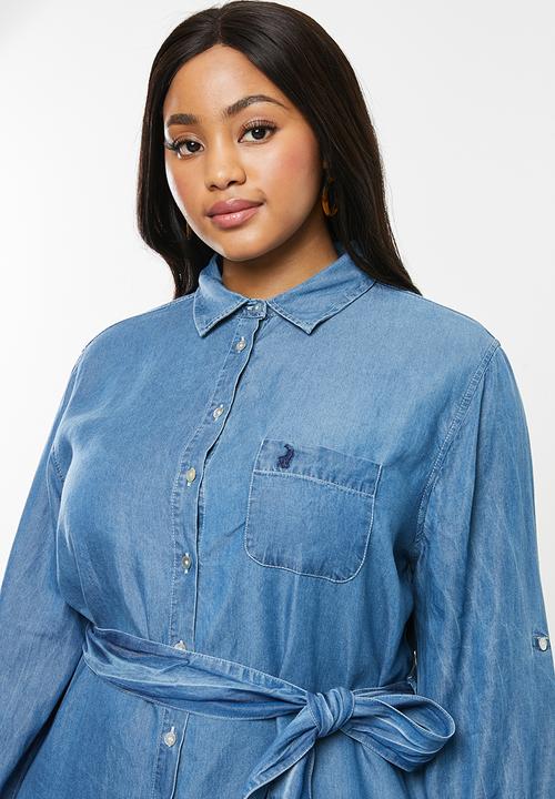 POLO - Plus size Daphine chambray dress - blue