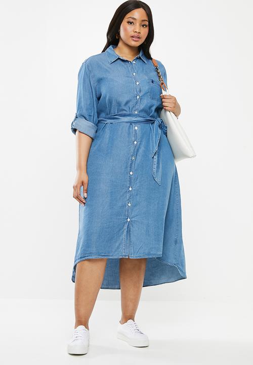 POLO - Plus size Daphine chambray dress - blue