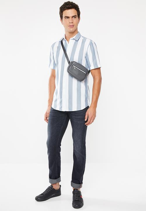 Only & Sons - Travis short sleeve shirt - blue & white
