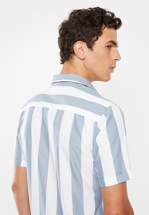 Only & Sons - Travis short sleeve shirt - blue & white