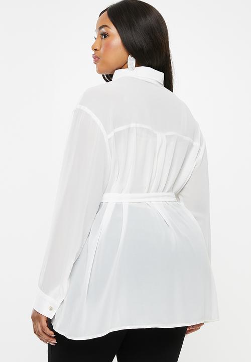 edit Plus - Long length soft shirt - cream