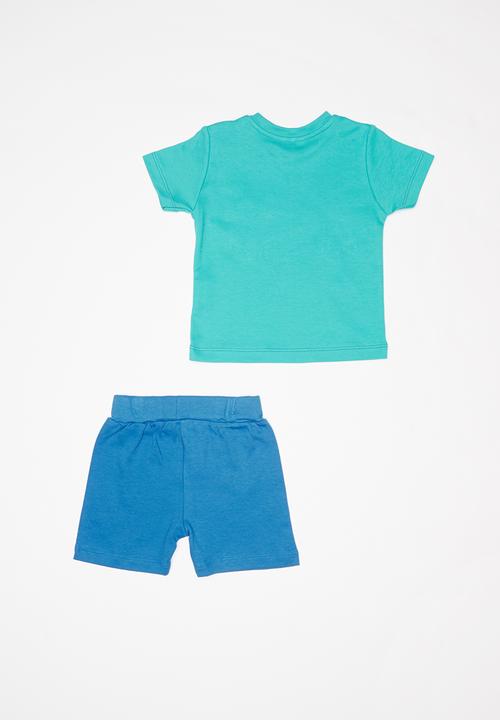 Baby Corner - 2 piece printed tee & short set - blue 