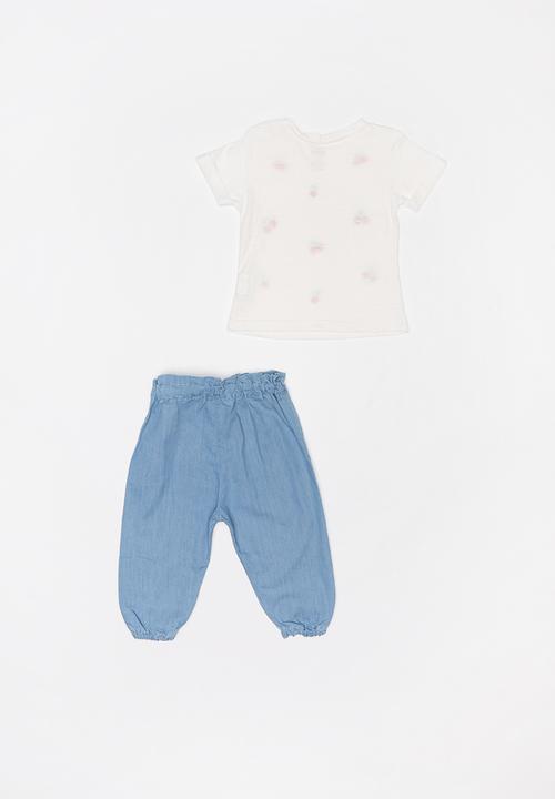 Baby Corner - Denim and T-shirt set - white & blue 