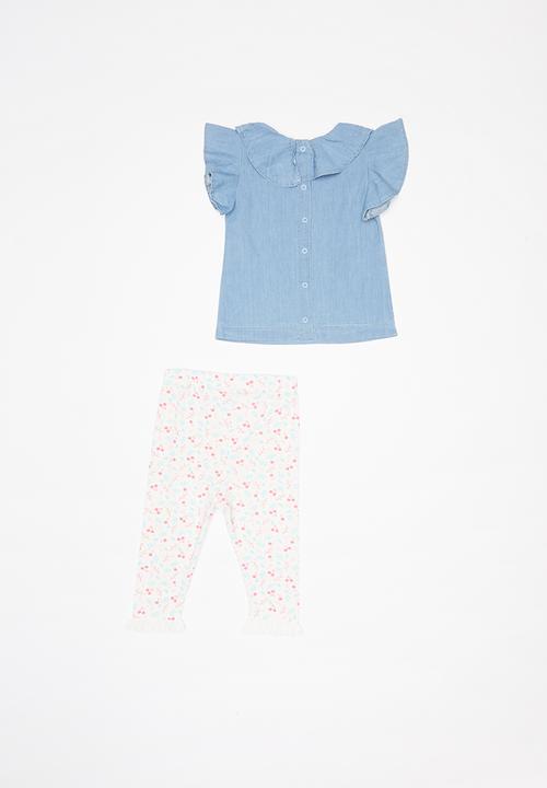 Baby Corner - Denim T-shirt and legging set - multi