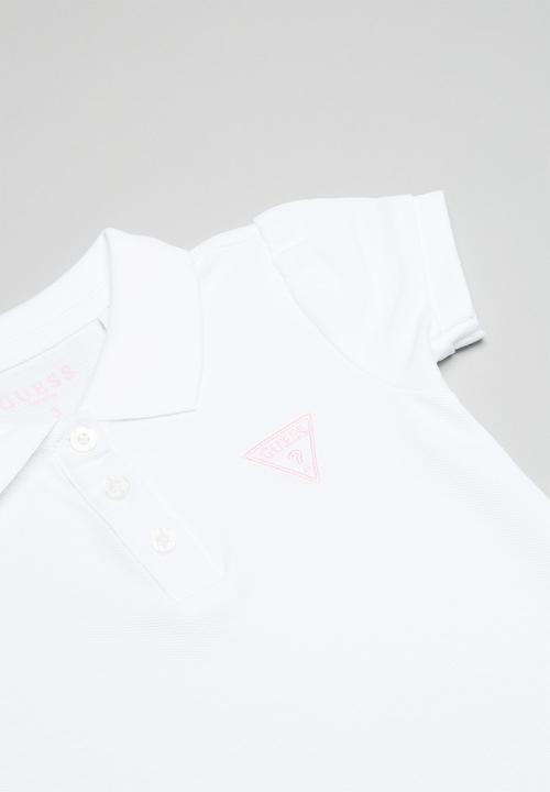 GUESS - Girls short sleeve classic guess polo - true white