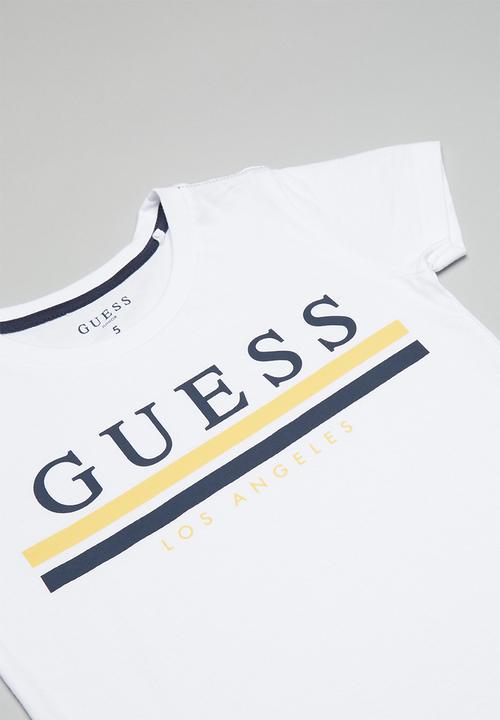 GUESS - Boys short sleeve Guess Los Angeles stripe tee - white