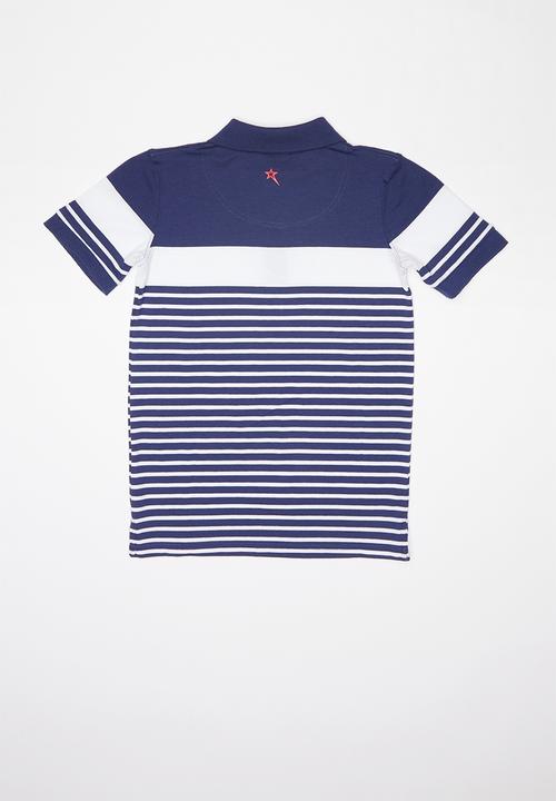 SOVIET - Boys y/dye golfer - navy & white