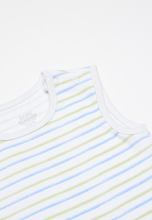 Baby Corner - Sleeveless Romper - blue striped