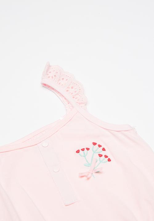 Baby Corner - Frilly sleeveless  romper - pink