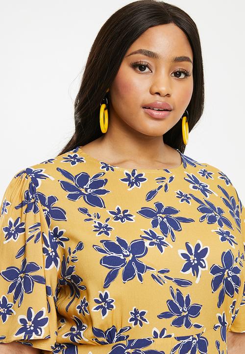 Superbalist - Midi tea dress (plus) - yellow & blue 