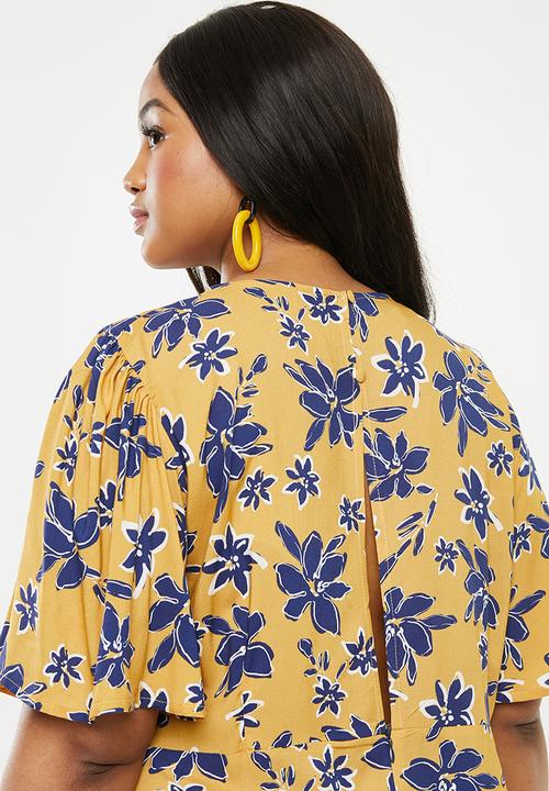 Superbalist - Midi tea dress (plus) - yellow & blue 